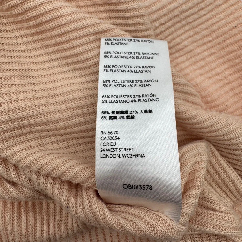 We The Free Free People Peach Ribbed Boat Neck Balloon Sleeve Top Small